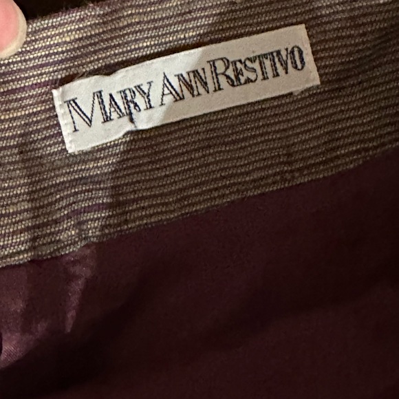 Mary Ann Restivo Vintage Midi Gold Brown Blue Purple Mini Stripes Skirt SZ 12 - Picture 9 of 12
